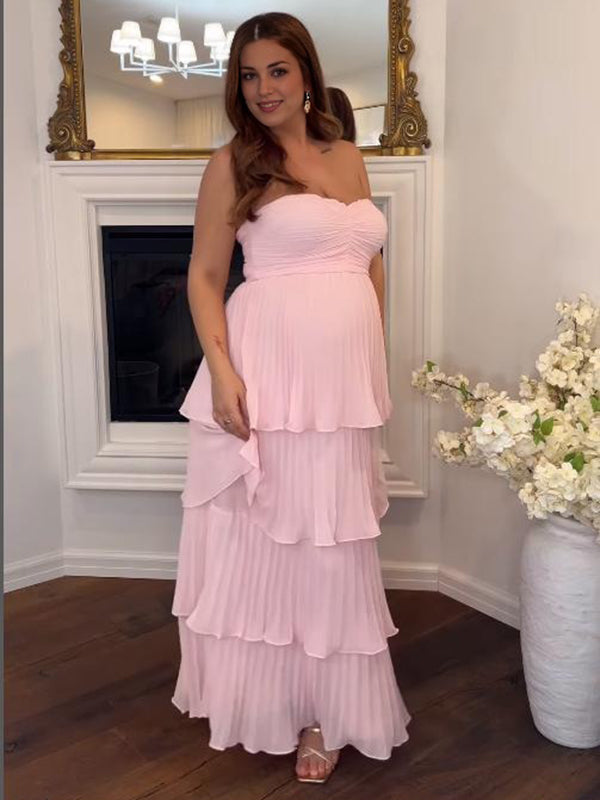 Beaumama robes longue grossesse élégant cocktail cérémonie volants plissé froufrou bustier femme enceinte