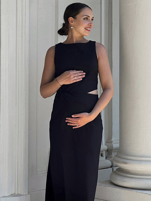 Beaumama robes longue grossesse élégant cérémonie nœud découpe moulante femme enceinte