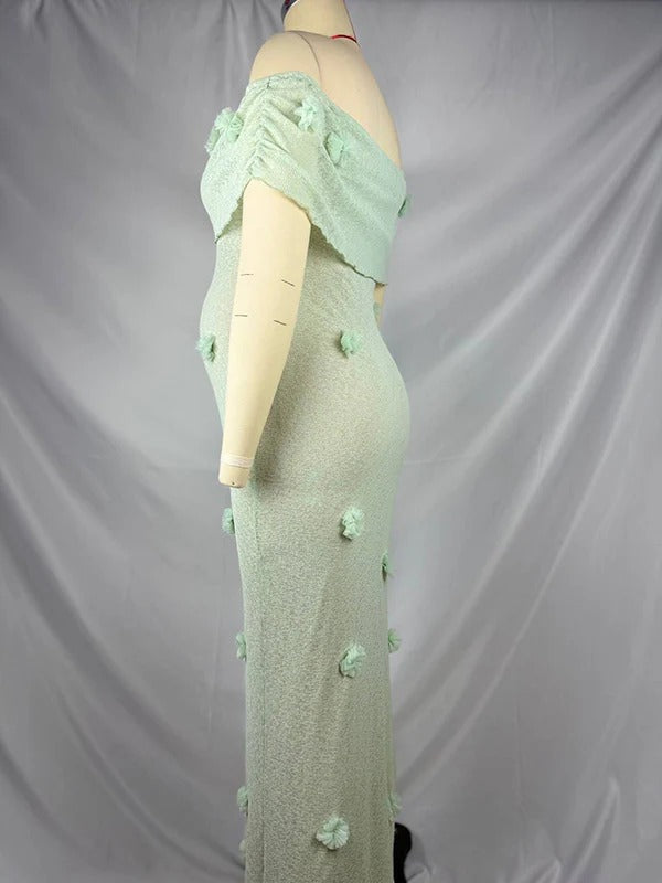 Beaumama robes longue grossesse épaules dénudées fleurs tridimensionnelles élégant soirée femme enceinte