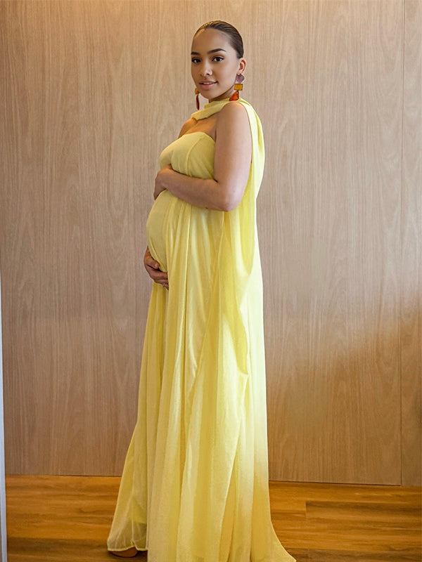 Beaumama robes longue grossesse bustier paresseux fluide élégant Soirée femme enceinte