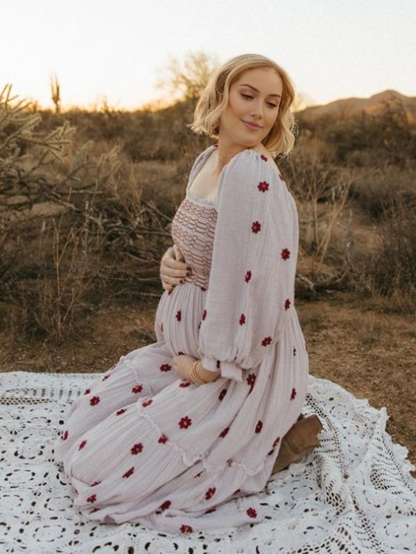 Beaumama robes longue grossesse bohème enceinte shooting imprimé fleurie volants fluide couleur bloc femme enceinte