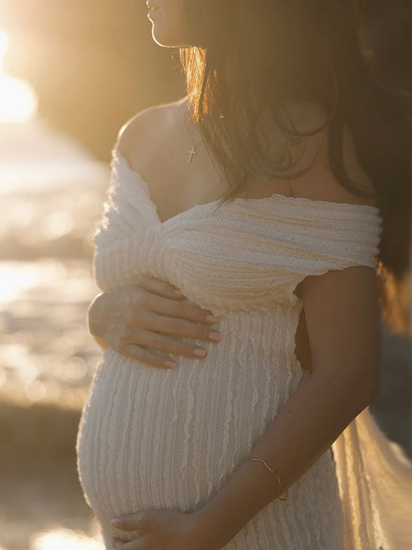 Beaumama robes longue grossesse épaules dénudées dos nu nœud papillon femme enceinte