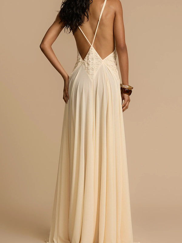 Beaumama robes longue grossesse décolleté plongeant dos nu dentelle épissage femme enceinte