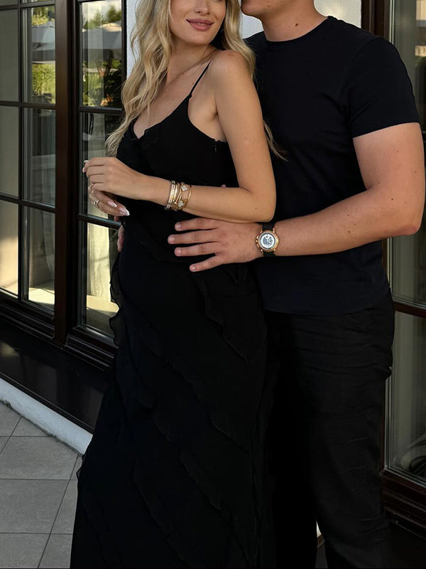 Beaumama robes longue grossesse élégant cérémonie volants fendu le côté croisé dos femme enceinte