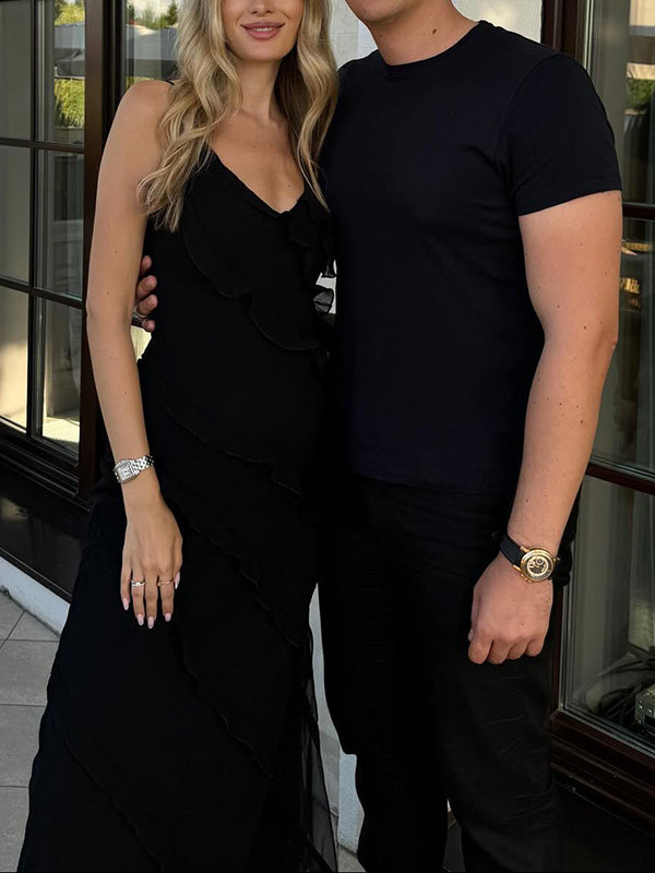 Beaumama robes longue grossesse élégant cérémonie volants fendu le côté croisé dos femme enceinte