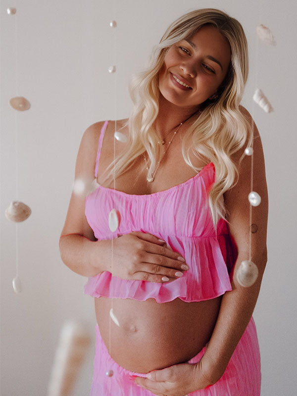 Beaumama robes longue grossesse mousseline spaghettiträger nombril femme enceinte