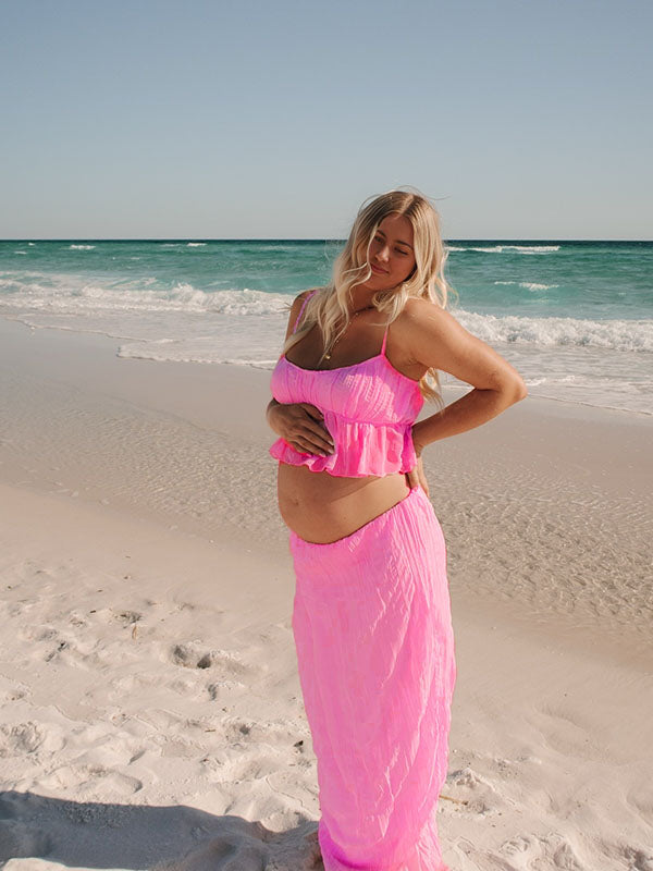 Beaumama robes longue grossesse mousseline spaghettiträger nombril femme enceinte