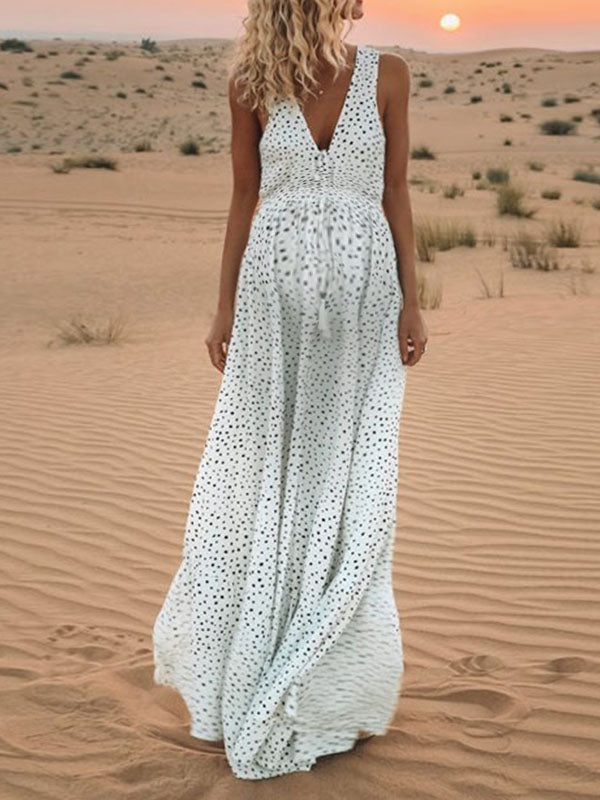 Beaumama robe shooting longue grossesse pois imprimé photo bohème confortable femme enceinte