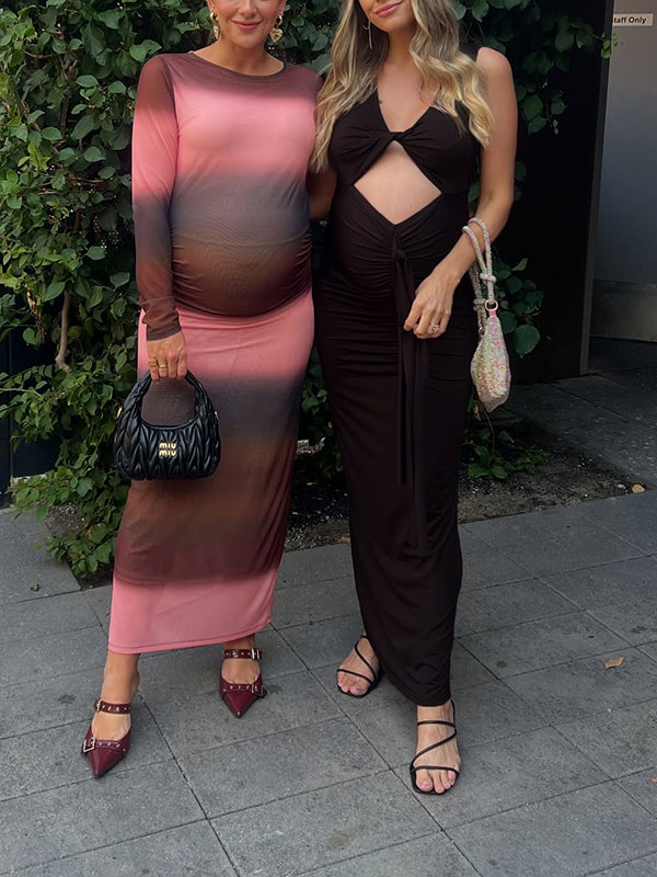 Beaumama robes longue grossesse chic cérémonie moulante découpe plissé femme enceinte