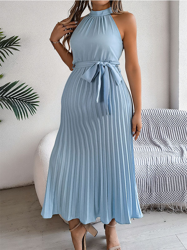 Beaumama robes longue grossesse plissé licou trapèze femme enceinte