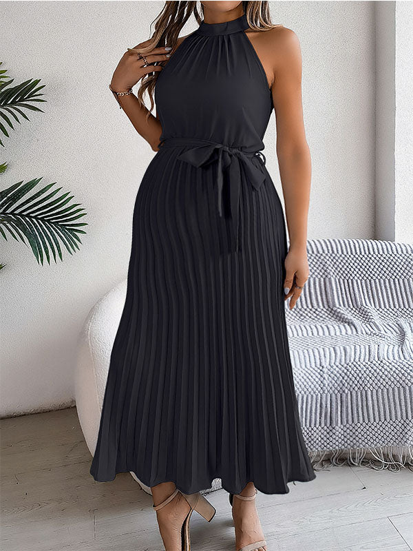 Beaumama robes longue grossesse plissé licou trapèze femme enceinte