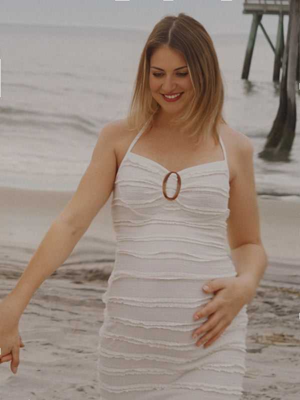 Beaumama robes longue grossesse licou bord ondulé bustier sirene femme enceinte