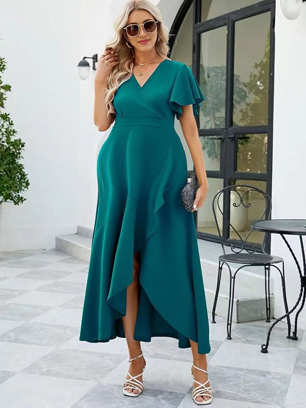 Beaumama robes longue grossesse élégant cérémonie volants fendu le côté trapèze fluide femme enceinte