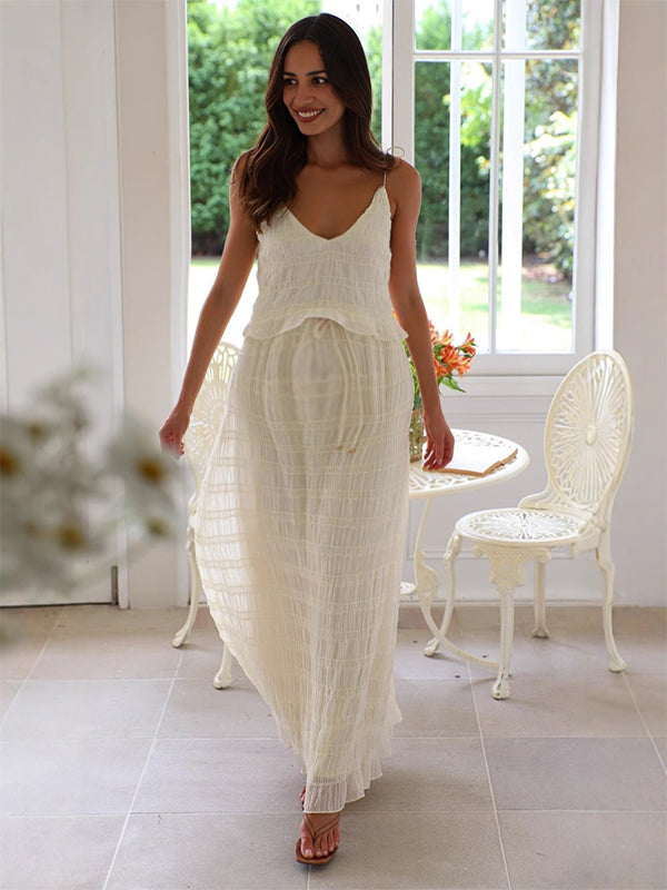Robes longue de grossesse plis-blanche