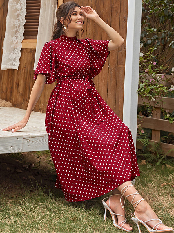 Robes longue de grossesse pois-Rouge
