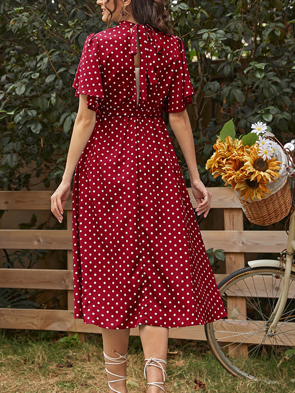Robes longue de grossesse pois-Rouge