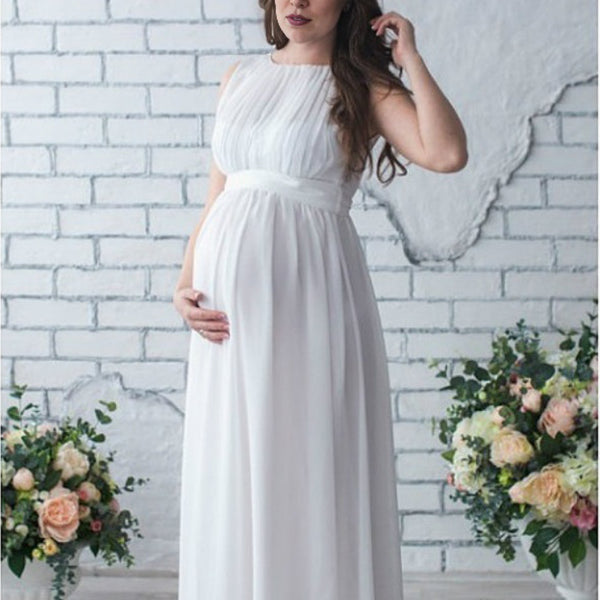Robes longue de grossesse fluide-Blanche