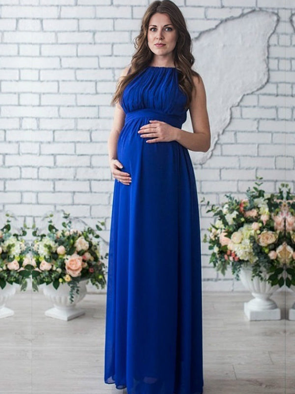 Robes longue de grossesse fluide-Bleu