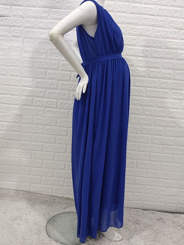 Robes longue de grossesse fluide-Bleu