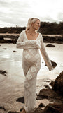 Beaumma robe shooting grossesse longue plage photo creux tricot manches trompette femme enceinte