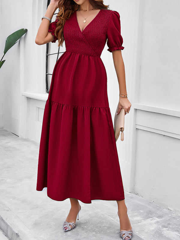 Robe longue grossesse fendu le côté fluide trapèze bordeaux