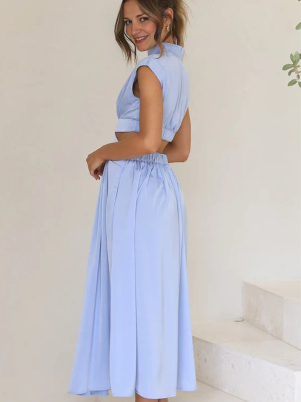 Robes longue de grossesse taille-Bleu