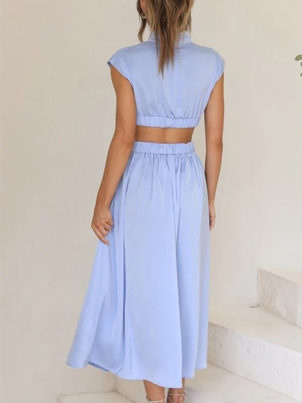 Robes longue de grossesse taille-Bleu
