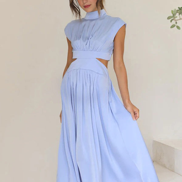Robes longue de grossesse taille-Bleu