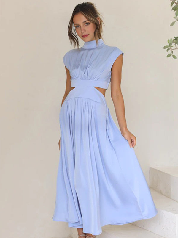 Robes longue de grossesse taille-Bleu