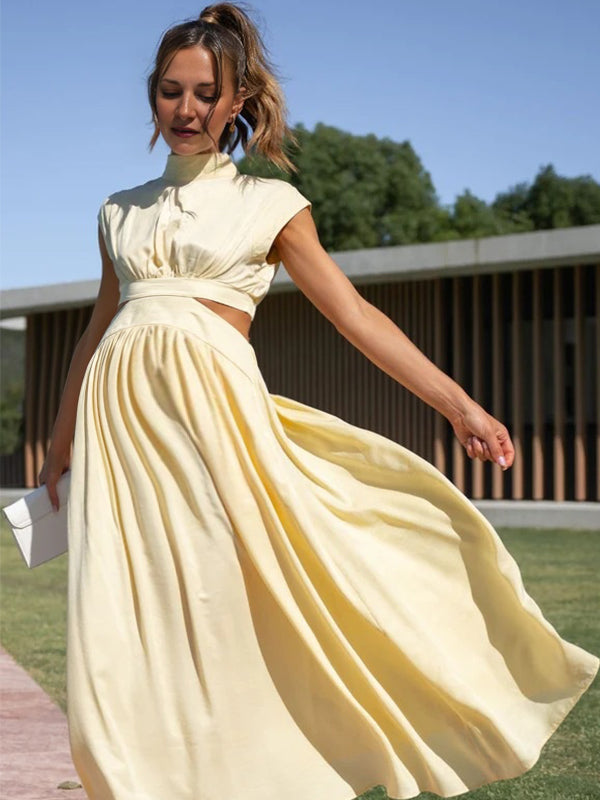 Robes longue de grossesse taille-Jaune
