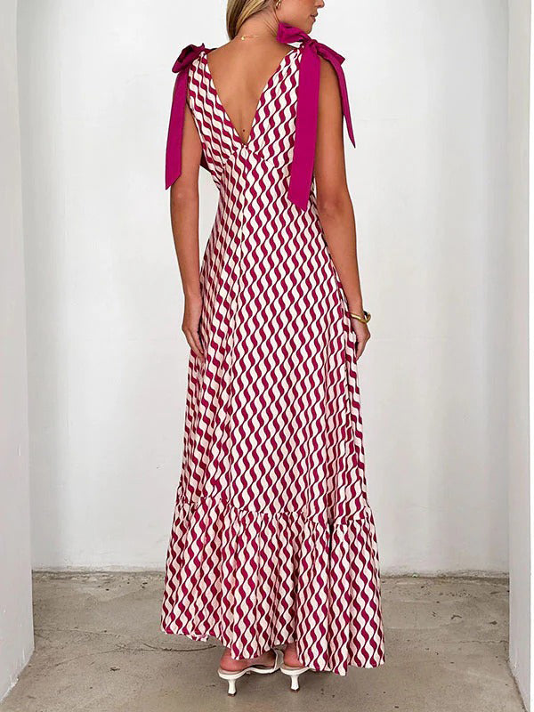 Robes longue de grossesse imprimé fleurie-Rouge