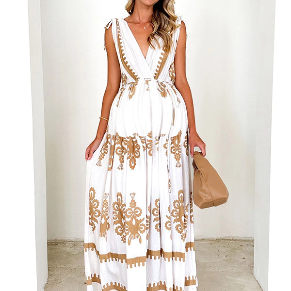 Robe longue grossesse tribal ceinture dos nu blanche