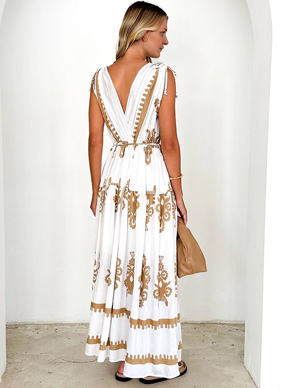 Robe longue grossesse tribal ceinture dos nu blanche