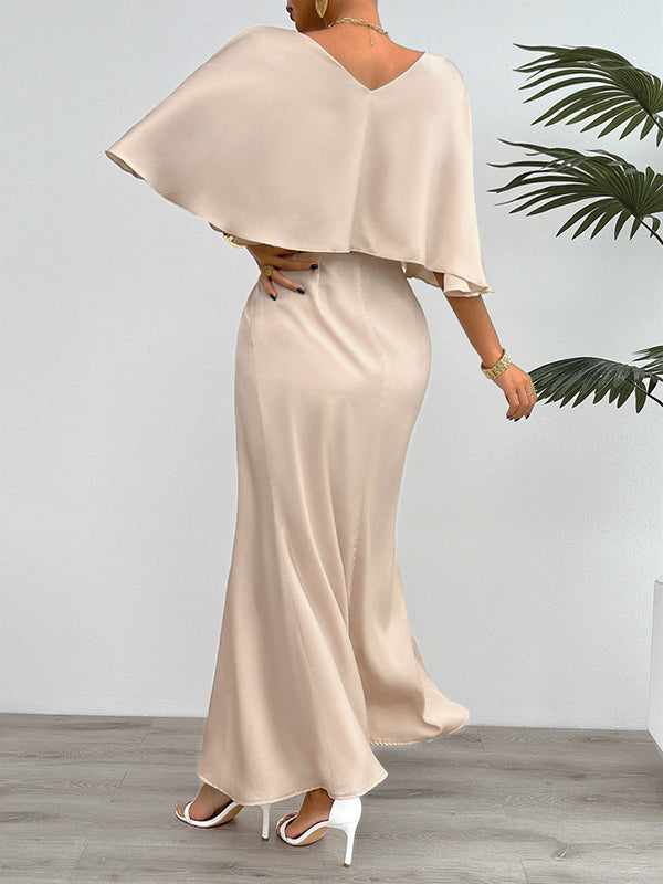 Robe longue grossesse fendu le côté 3D fleurie abricot