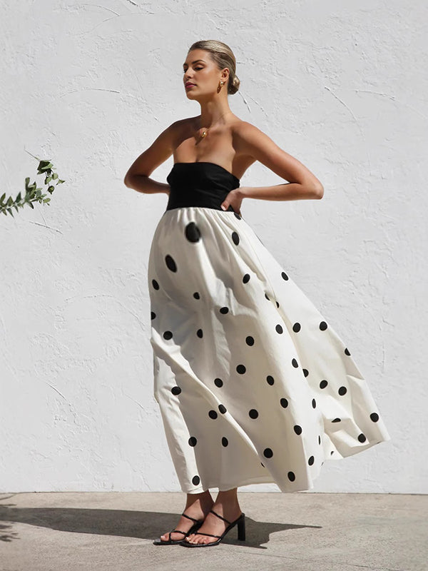 Robes longue grossesse épissage pois blanche