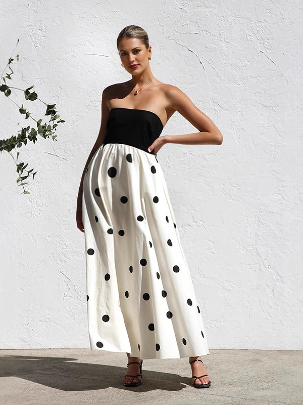 Robes longue grossesse épissage pois blanche