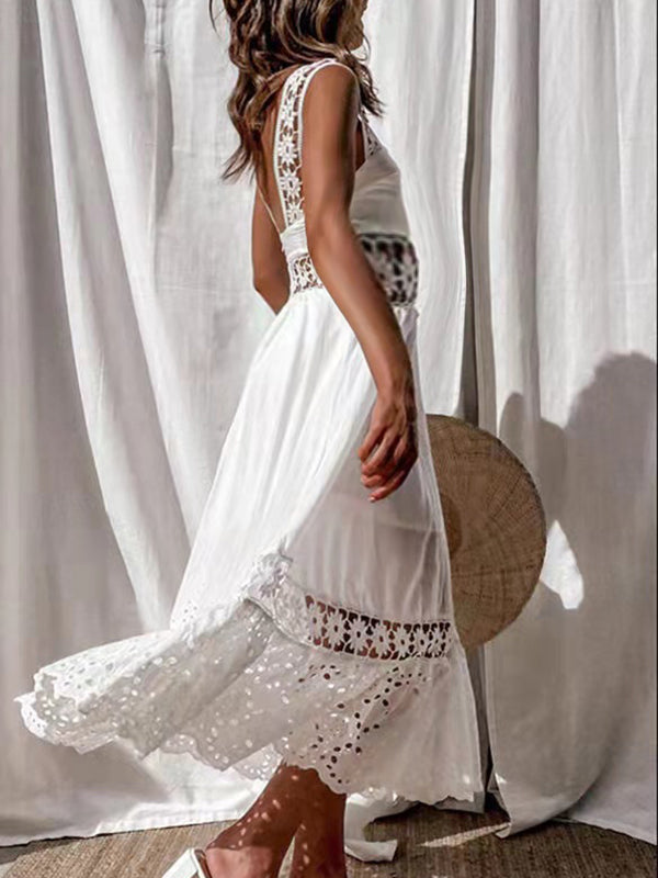 Robes longue grossesse broderie dentelle blanche