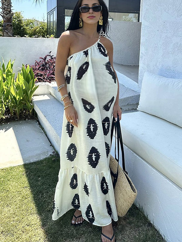 Robe longue grossesse imprimé fleurie dos nu blanche