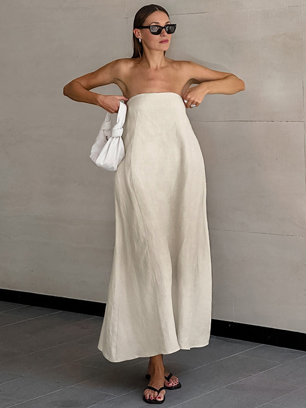 Robes longue décontracté grossesse bustier plissé khaki