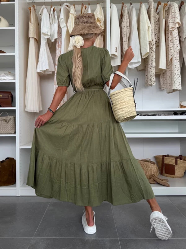 Robe longue grossesse ceinture volants fluide nert armée