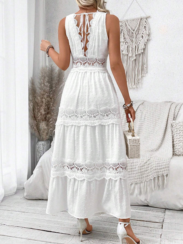 Robe longue grossesse dentelle dos nu blanche