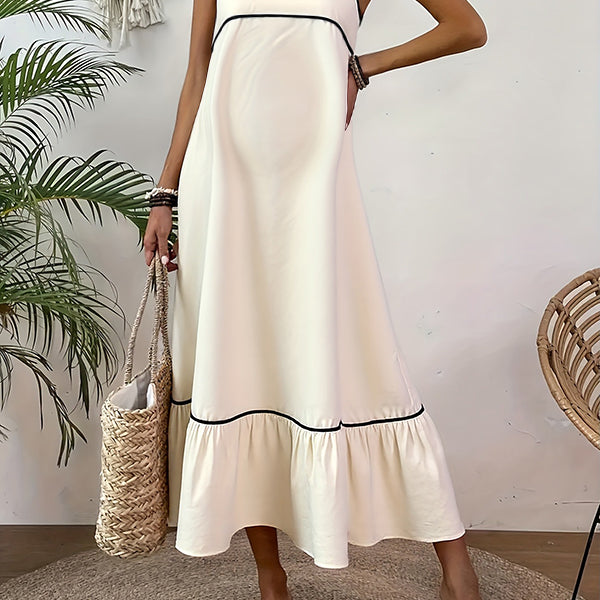 Robes longue grossesse strap peplum abricot