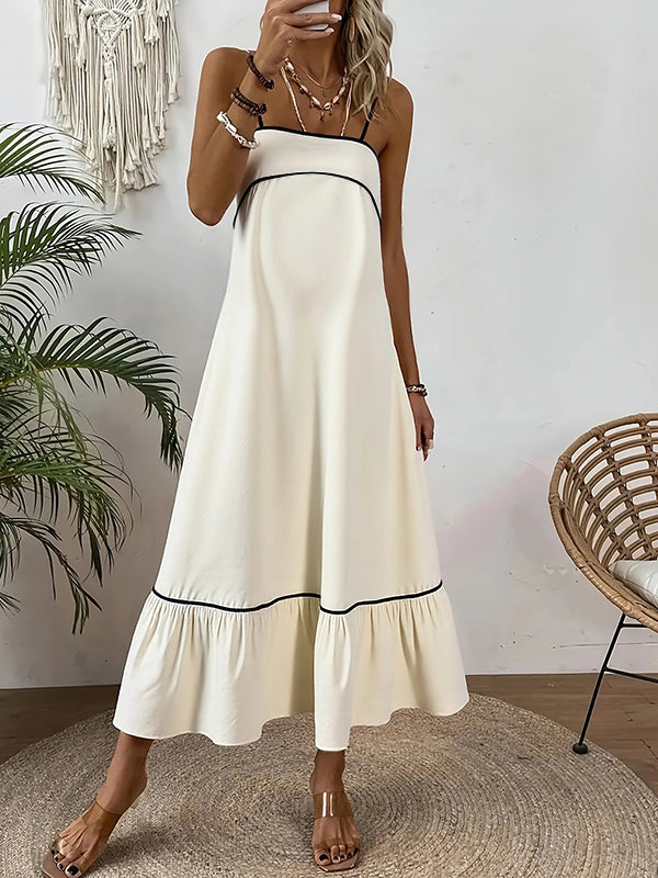 Robes longue grossesse strap peplum abricot