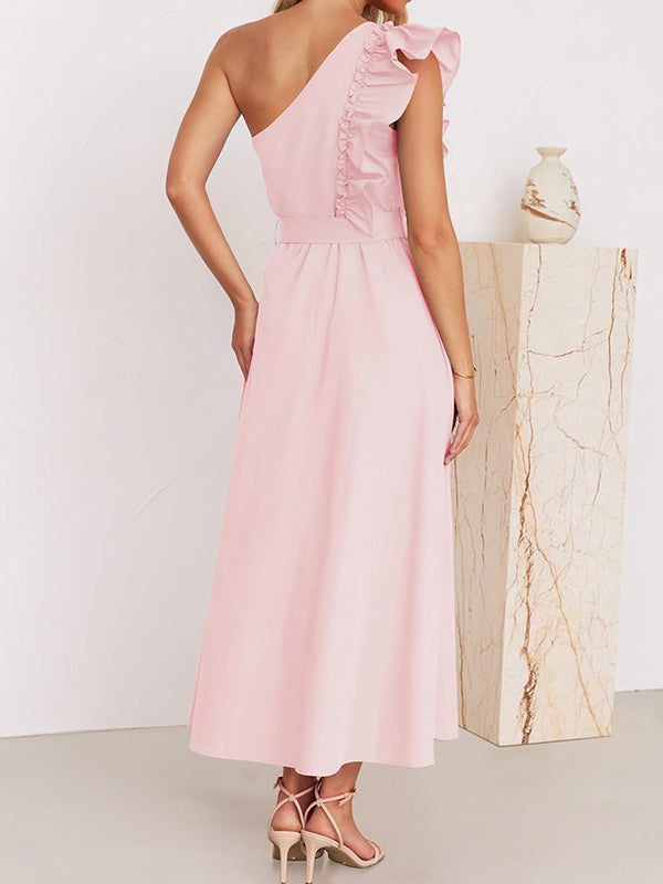 Robes longue grossesse nœud papillon ceinture ruchés froncées rose