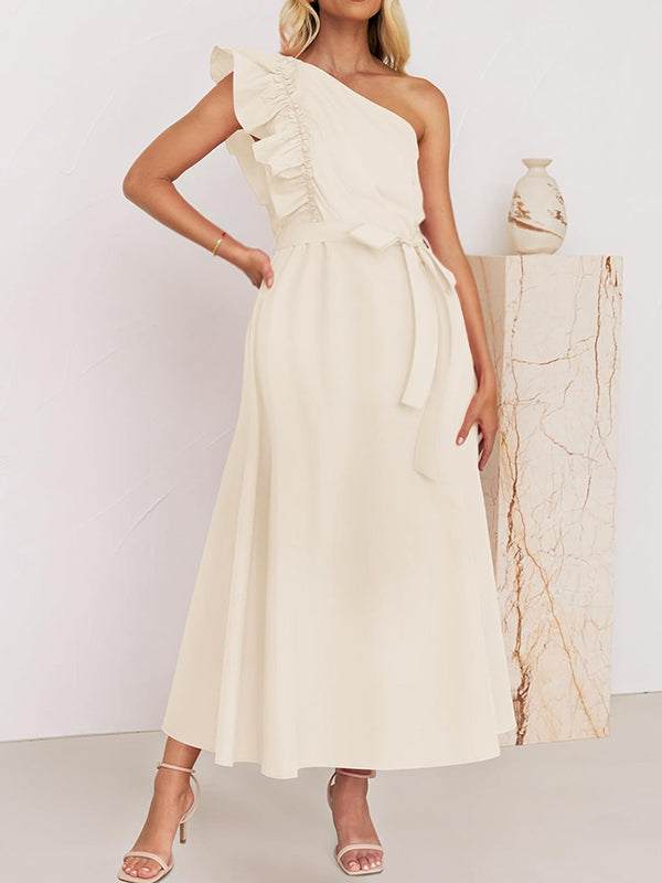 Robes longue grossesse nœud papillon ceinture ruchés froncées abricot