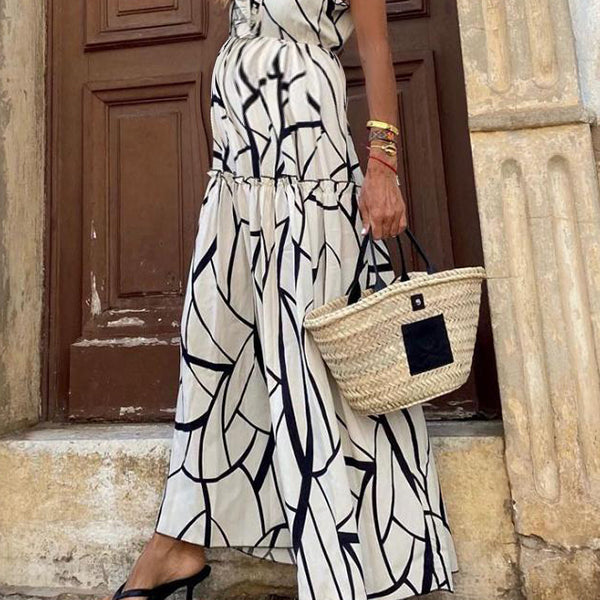 Robe longue grossesse rayé volants fluide blanche