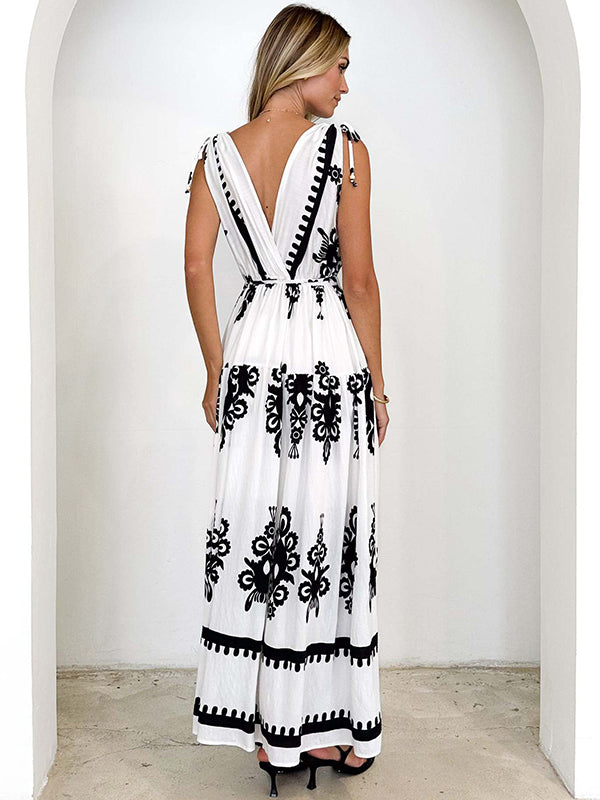 Robe longue grossesse tribal ceinture dos nu noir