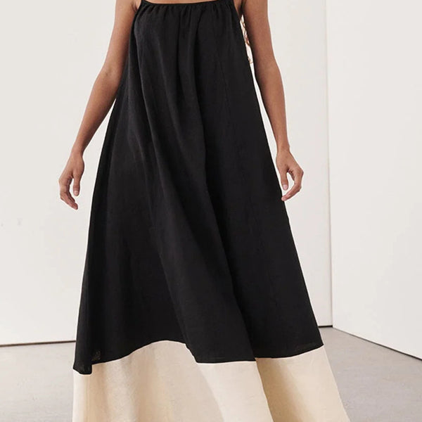 Robes longue grossesse épissage spaghettiträger dos nu noir