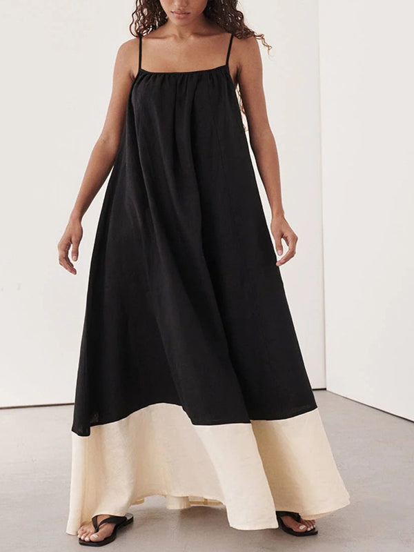 Robes longue grossesse épissage spaghettiträger dos nu noir
