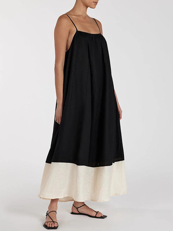 Robes longue grossesse épissage spaghettiträger dos nu noir